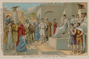 Numa Pompilius, Róma második királya (Kr. e. 753-673), elfogadta az első római törvényeket