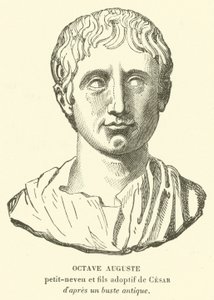 Octavian Augustus, Julius Caesar dédunokaöccse és fogadott fia és örököse (metszet) alkotó: French School