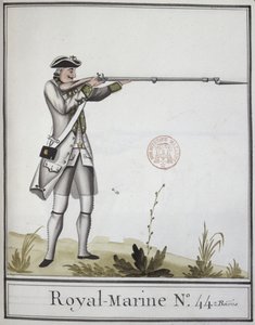 A Marine Royale tisztje szuronyos muskétával, 1768 alkotó: French School