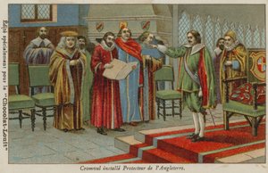 Oliver Cromwell letette az esküt Anglia, Skócia és Írország Lord Protectorjaként, 1653 alkotó: French School