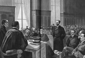 A Hazafiak Ligája eljárásának megnyitása 1889-ben. Gillet elnök, Naquet, Laisant, Laguerre, Deroulede, Richard, Turquet, Gallian. alkotó: French School