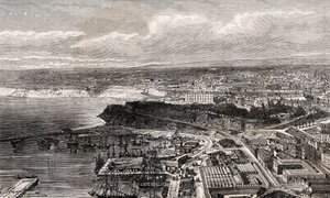 Oran - Algéria - metszet "" La France illustree: földrajz, történelem, statisztikai igazgatás"" V.A. Maláta-barna. 1884 alkotó: French School