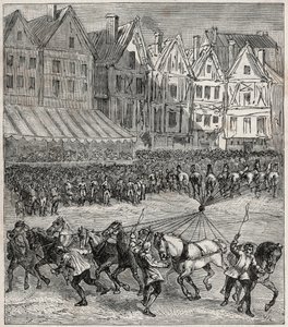 Otto von Guericke Magdeburgi agyféltekék kísérlet, amely kimutatta a légköri nyomást – Otto von Guericke (Otto de Guericke) tapasztalata alkotó: French School