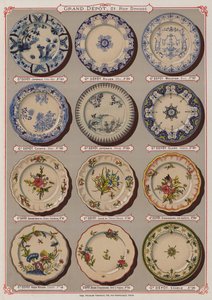 Oldal a Grand Depot de Porcelaines, Faiences et Verreries katalógusából (színes litó) alkotó: French School