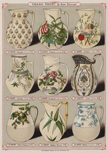 Oldal a Grand Depot de Porcelaines, Faiences et Verreries katalógusából (színes litó) alkotó: French School