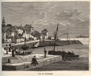 Paimboeuf - Loire-Atlantique, Pays de la Loire régióban - metszet a „La France illustrée: földrajz, történelem, statisztikai igazgatás” című könyvében, V.-A. Malátabarna. 1884 alkotó: French School