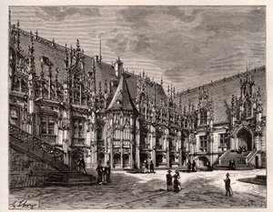 Palais de justice de Rouen volt normandiai parlament – „France illustree: Geography, History, Statistical Administration” metszet, V.A. Maláta-barna. 1884 alkotó: French School