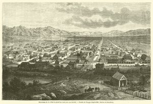 Panoráma a nagy Sale-tó városára (a szentek városa) (metszet) alkotó: French School