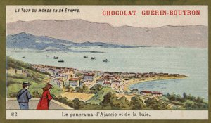 Panoráma Ajaccióra és az öbölre (chromolitho) alkotó: French School
