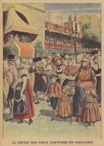 Hagyományos viseletek felvonulása Hollandiában (színes litó) alkotó: French School