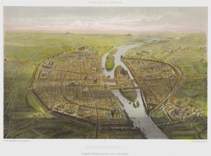 Párizs Francois 1. alatt, Általános nézet madártávlatból régi tervekről és rajzokról (színes litó) alkotó: French School