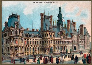 Párizs. 1889. évi egyetemes kiállítás: Párizs városháza. alkotó: French School