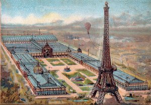 Párizs. 1889. évi egyetemes kiállítás: Eiffel-torony. alkotó: French School