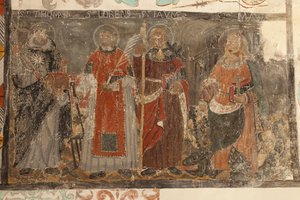 Plébániatemplom (Església de la Mare de Déu de Solers). Belső tér. A templomhajók. Falfestmények. Részlet. 16. század (). alkotó: French School