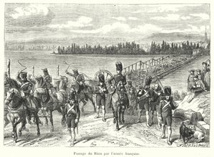 Rajna átkelés a francia hadsereg által (metszet) alkotó: French School