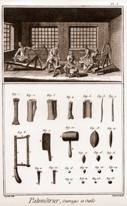 Patenotrier (a rózsafüzér gyártója) – munka és szerszámok – „” La Grande Encyclopédie, ou Dictionnaire Raisonne des Sciences, des Arts et des Metiers” (Enciklopédia vagy tudományok, művészetek és szakmák szótára) Denis Diderot (1713-17817) és Jean d alkotó: French School