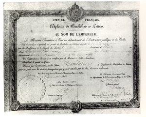 Paul Verlaines érettségi, 1862 (toll és tinta papíron) alkotó: French School