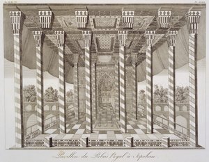 Pavilon az iszfaháni királyi palotában, a Voyages du Chevalier Chardin en Perse, et autres Lieux d