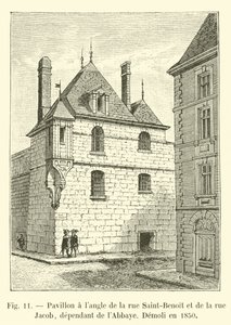 A rue Saint-Benoit és a rue Jacob sarkán lévő, az apátságtól függő pavilont 1850-ben lebontották alkotó: French School