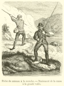 Lazaclégyes horgászat, botkezelés menet közben (gravírozás) alkotó: French School