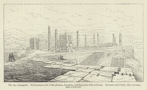 Persepolis, a platform északnyugati oldala, Propylaea és Xerxes Hypostyle-csarnoka alkotó: French School