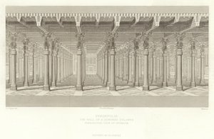 Persepolis, a száz oszlop csarnoka, a belső tér perspektivikus képe, restaurálta Ch Chipiez alkotó: French School