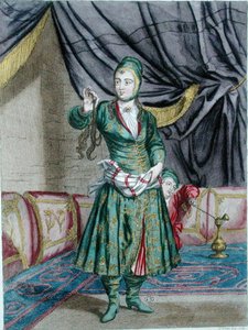 Perzsa nő, a "Levantei jelmezekről készült nyomatok gyűjteményéből", vésette Gerard Jean Baptiste Scotin (1671-1716) alkotó: French School