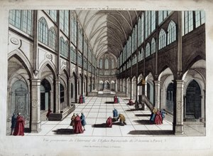 Perspektivikus nézet a párizsi Saint Severin templom belsejéből - optikai nézet alkotó: French School