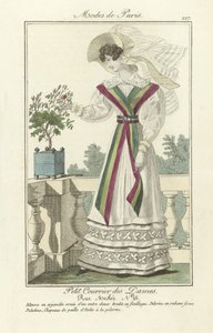 Petit Courrier des Dames, Rue Meslee No. 25, Modes de Paris, pub. 1824 (színes metszet) alkotó: French School