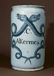 Gyógyszeres tégely Alkernes számára, Rouenből, 1770 körül (kerámia) alkotó: French School