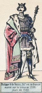 Philippe 6 de Valois, Franciaország 50. királya, 1328-ban lépett trónra, 1350-ben halt meg (színes metszet) alkotó: French School