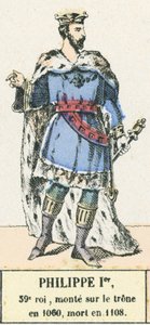 I. Fülöp 39. király 1060-ban lépett trónra, 1108-ban halt meg (színes metszet) alkotó: French School