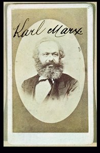 Karl Marx (1818-93) fényképes névjegykártyája aláírásával alkotó: French School
