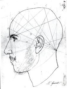 Frenológiai tanulmány, Doktor Philippe Jean Pelletan (1747-1829) könyvtárának kéziratából (toll és tinta papíron) alkotó: French School