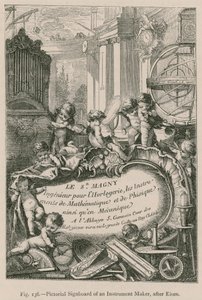 Hangszerkészítő képes jelzőtábla, Eisen nyomán alkotó: French School