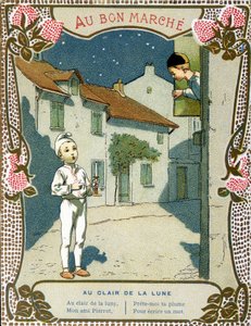 Pierrot a gyertyával, „” Au clair de la lune”” – a „Le Bon Marché” címke” alkotó: French School