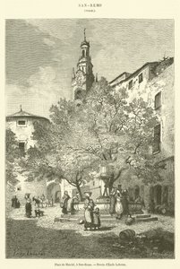 Piac tér, San-Remo (metszet) alkotó: French School