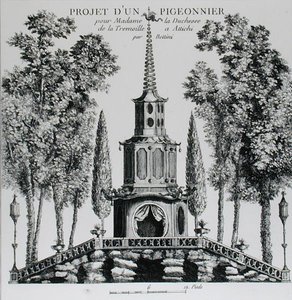 Egy galambház terve, George Louis Le Rouge "Details des Nouveaus Jardins a la Mode" című művéből, 1775-78 körül jelent meg (metszet) (fekete-fehér fotó). alkotó: French School