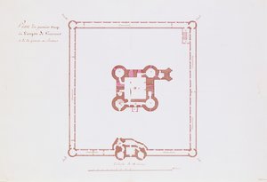 A Vincennes-i Donjon első emeletének terve, 1810 (toll és tinta papíron) alkotó: French School