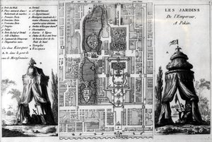 A pekingi császár kertjének terve, a Jardins Anglo-Chinois a la Mode-ból, George Louis le Rouge, közzétéve 1776-78 körül alkotó: French School