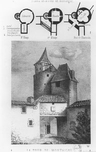 A Tour de Montaigne térképe, Saint-Michel-de-Montaigne (litho) alkotó: French School