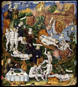 Tábla: 1530 körül (zománc és arany, réz): Aeneas és Sybil az alvilágban. alkotó: French School