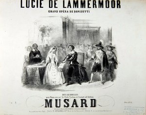 Színjáték a Lucie de Lammermoor operához, Gaetano Donizetti (1797-1848) Nyomtatta Bertauts alkotó: French School