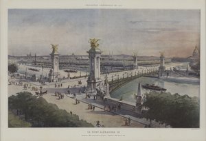 Pont Alexandre III, Egyetemes Kiállítás 1900, Párizs (színes litó) alkotó: French School