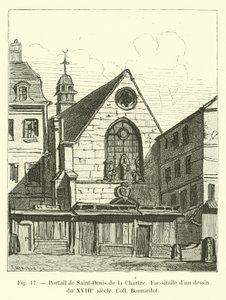 Saint-Denis de la Chartre portálja, egy 18. századi Coll Bonnardot rajz fakszimile alkotó: French School