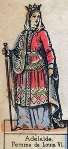Adele de Savoie (Alix vagy Adelaide de Maurienne) (kb. 1100-1154), francia VI. Lajos feleségének portréja. (Kapetiai dinasztia). 19. század végi illusztráció. alkotó: French School