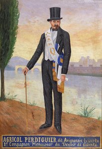 Az Avignonais néven ismert Agricol Perdiguier portréja a Rhone folyó partján áll Avignonban, 1860-65 körül alkotó: French School