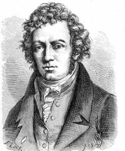 André Marie Ampère (1775 - 1836), francia fizikus portréja – az Album de la Science című kiadványban; jeles tudósok; Nagy felfedezések””” 1896. alkotó: French School