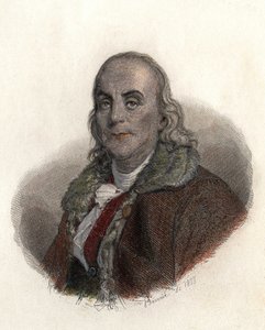 Benjamin Franklin (1706-1790) amerikai fizikus, filozófus és politikus portréja. a „Portraits des Hommes hasznos” című részben alkotó: French School