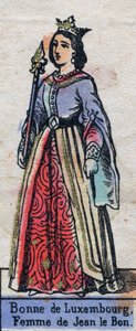 Bonne de Luxembourg (1315-1349), francia II. János feleségének portréja. (Kapetiai dinasztia). 19. század végi illusztráció. alkotó: French School